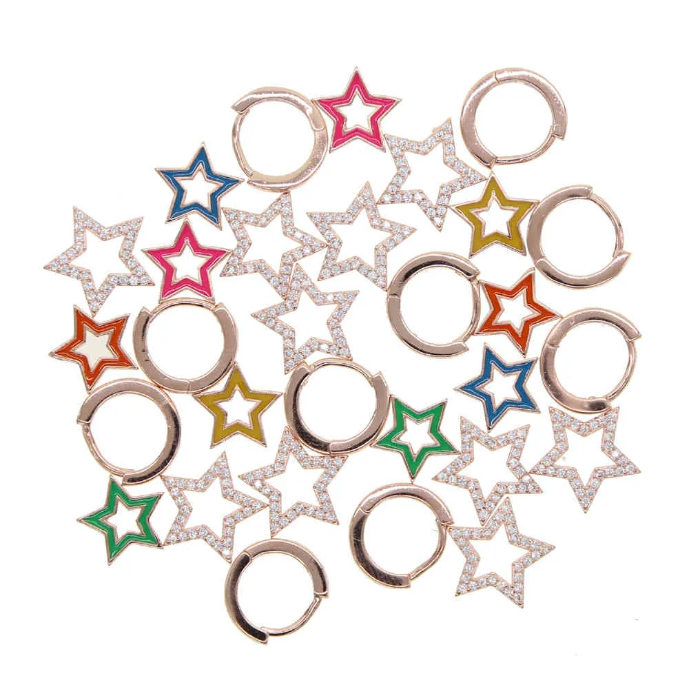 cor dourada cor 2020 presente de natal moda jóias colorido esmalte cz estrela charme dangle brinco soltar