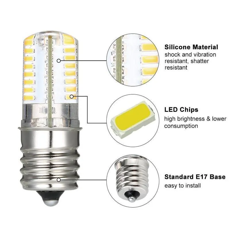 Glödlampor Dimble LED E17 LAMP -glödlampa Mikrovågsugn varm vit spis filament volframljus M6W4220M