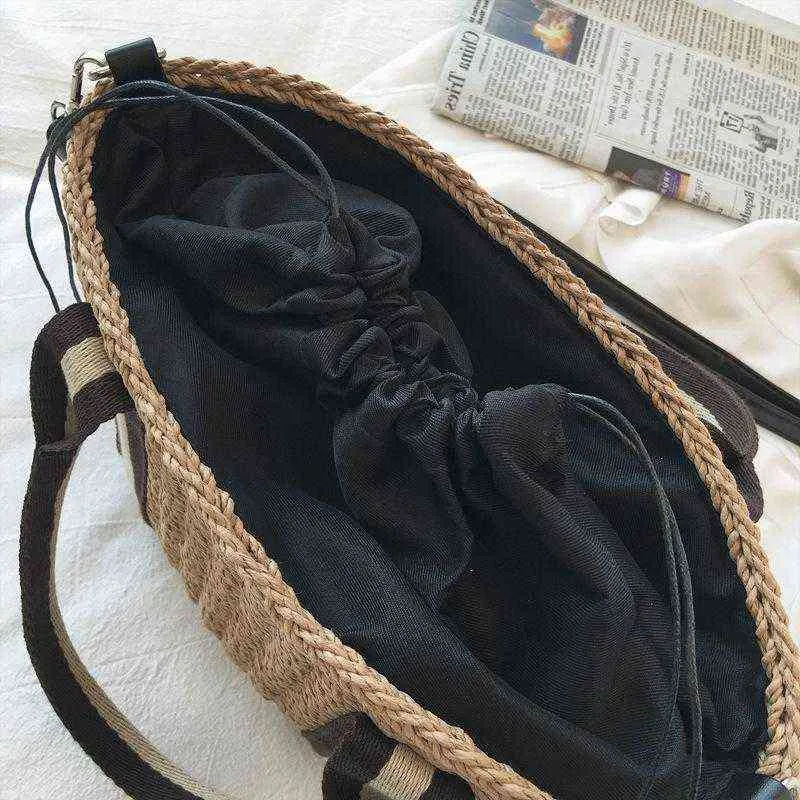 Shopping Bags Summer Handmade For Women Weaving Ladies Straw Beach Rattan Kintted Handbags Bohemia Knitted Shoulder bag220307