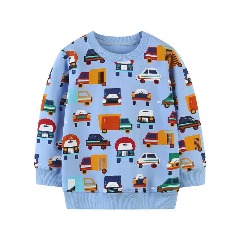 Chłopcy z długim rękawem Sweter dzieci Zaprojektowane Ubrania Drukowane Cartoon Girls Spring Sweatershirts Jumping Marka 210529
