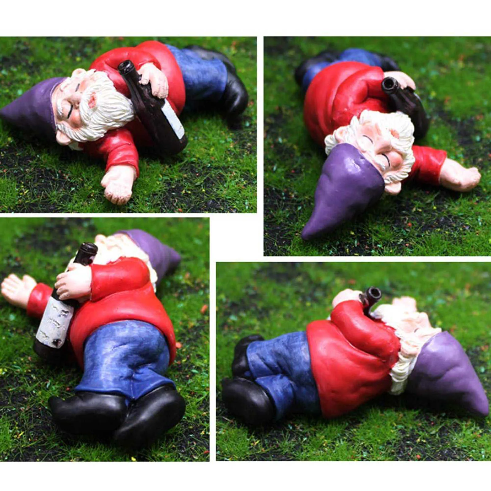 Mini Nain Gnome Statue Jardin Cour Ornements Fée Résine Micro Paysage Extérieur Miniature Elfe Figurines Artisanat 210607