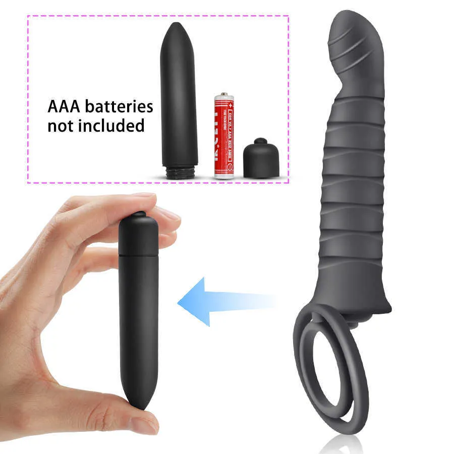 Vibratore Dildo a doppia penetrazione, vibratore a 10 modalità uomo Strap On Penis Vagina Plug Giocattoli adulti del sesso coppie 210618