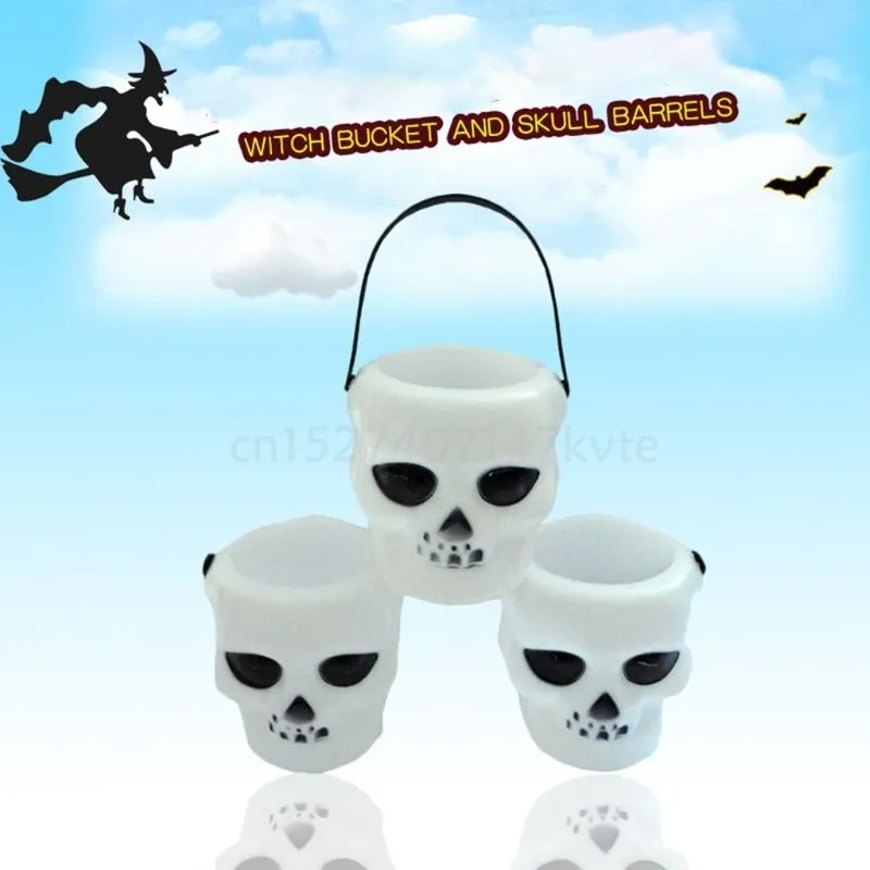 Mini Candy Kettles Witch Skeleton Cauldron Holder Pot for Halloween 210325249V