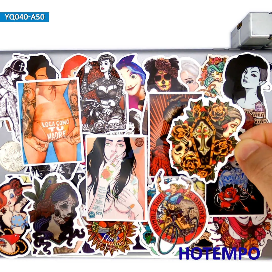 50 stks Sexy Schoonheid Tattoo Meisje Prinses Stijl Stickers Pack Voor DIY Telefoon Laptop Bagage Gitaar Skateboard Fiets Auto Anime Sticker Auto