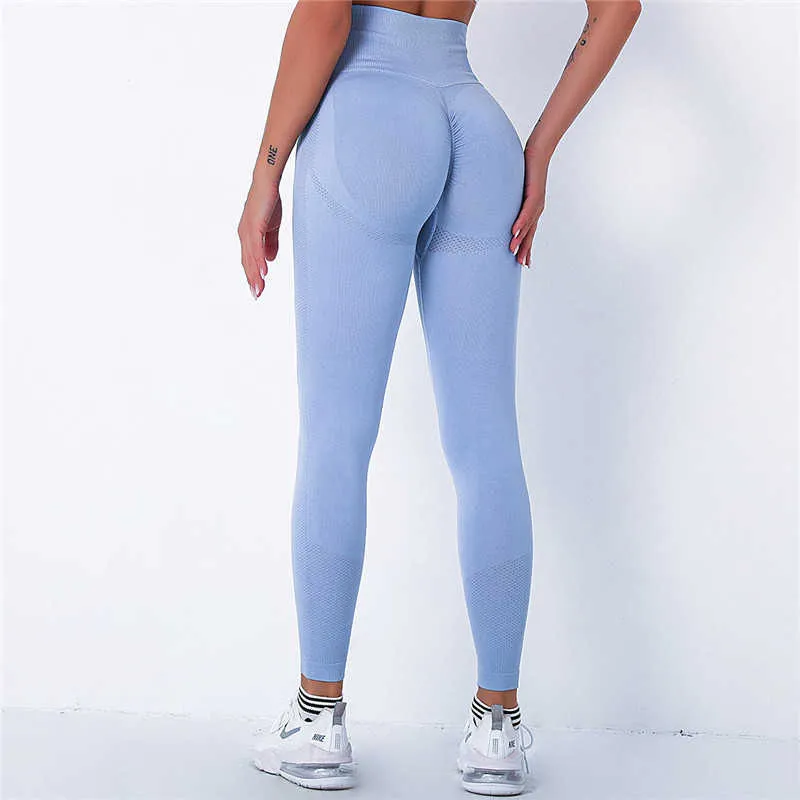 Kadın Spandex 20% Kesintisiz Tayt Kabarcık Butt Push Up Egzersiz Legging İnce Yüksek Bel Leggins Mujer Spor Pantolon 210925