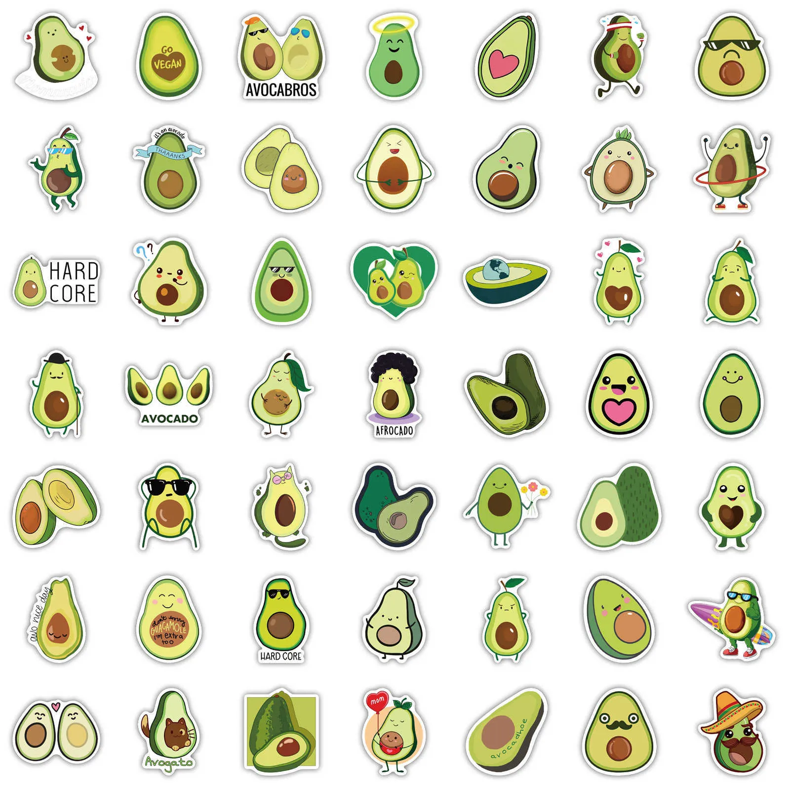 10 50 Kawaii Cartoon Avocado Stickers for Children DIY Guitar Stationery Water Bottle Notebook Cute Girl Toy Sticker Car232m