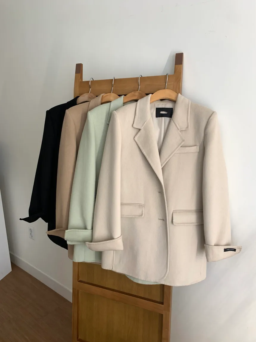 Koreanska Woolen Belted Kvinnor Passar Blazer Vinter Långärmad Single-Breasted Coat Jacket Office Workwear Elegant Ladies 210513