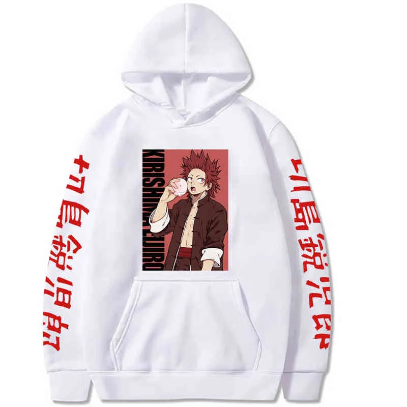 Harajuku min hjälte akademia unisex hoodies japanska anime kirishima eijiro tryckta män hoodie streetwear casual sweatshirts h1227