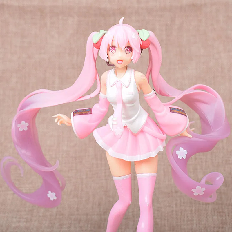 Anime hatsunemiku figur sakura rosa flickor figur pvc staty anime fans modeller staty hem skrivbord bil dekora samlarobjekt gif5028987