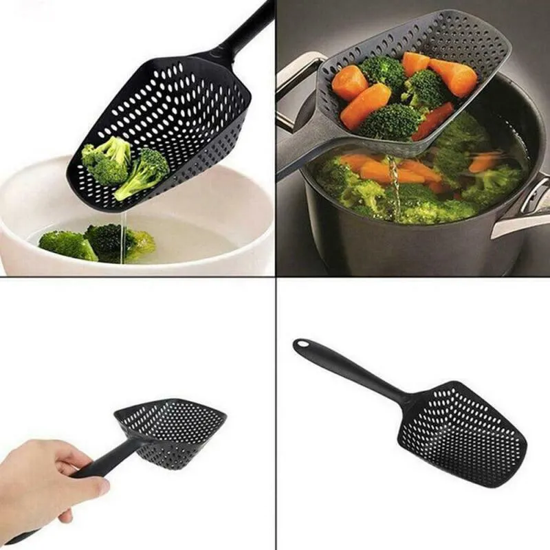 Colador de cuchara multifunción, cuchara de sopa para el hogar, vajilla con mango, utensilio de drenaje de cocina, filtro de nailon, accesorios de cocina