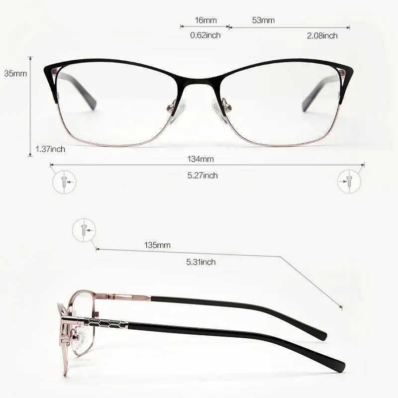サングラステッサラートメタル眼鏡フレーム女性猫の目のグラスクリアビンテージ透明な処方近似眼鏡女性メガネ光学293z