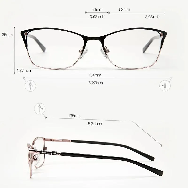 Okulary przeciwsłoneczne Tessalate Metalowe okulary rama Kobiety Kat oko glasse przezroczysty vintage przezroczysty na receptę Kobieta Kobiety okulary Optic246L