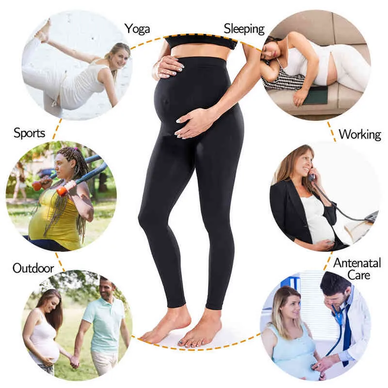 Maternity Leggings High Waist Belly Support Leggins för gravida kvinnor Graviditet Skinny Pants Body Shaping Postpartum Byxor 211215
