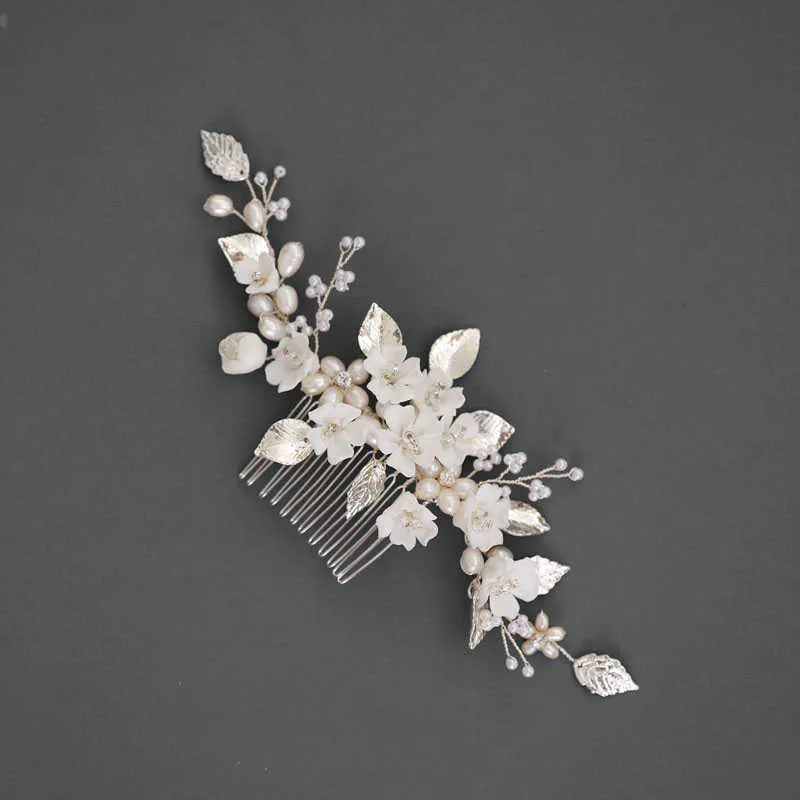 Acessórios Do Casamento Porcelana Flor Floral Cabelo Pentes Pins Pérolas Headbands Headpieces para Noivas Festa Hairpins Bridal Jóias X0726