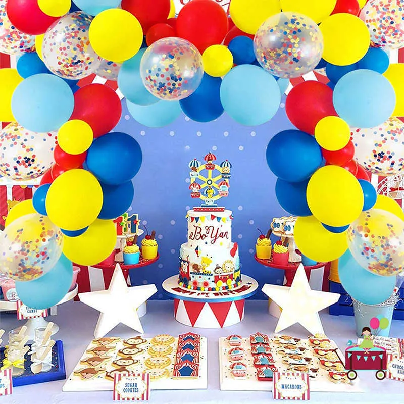 Karneval Zirkus Party Supplies Ballons Garland Arch Kit Pastell Latex Ballon für Baby Dusche Junge Geburtstag Party Dekoration 210626