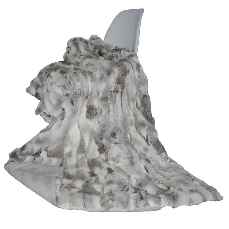 Ms.Softex Natural Rabbit Fur Blanket Patchwork Real Shast Factory OEM Kuddar Soft 211227