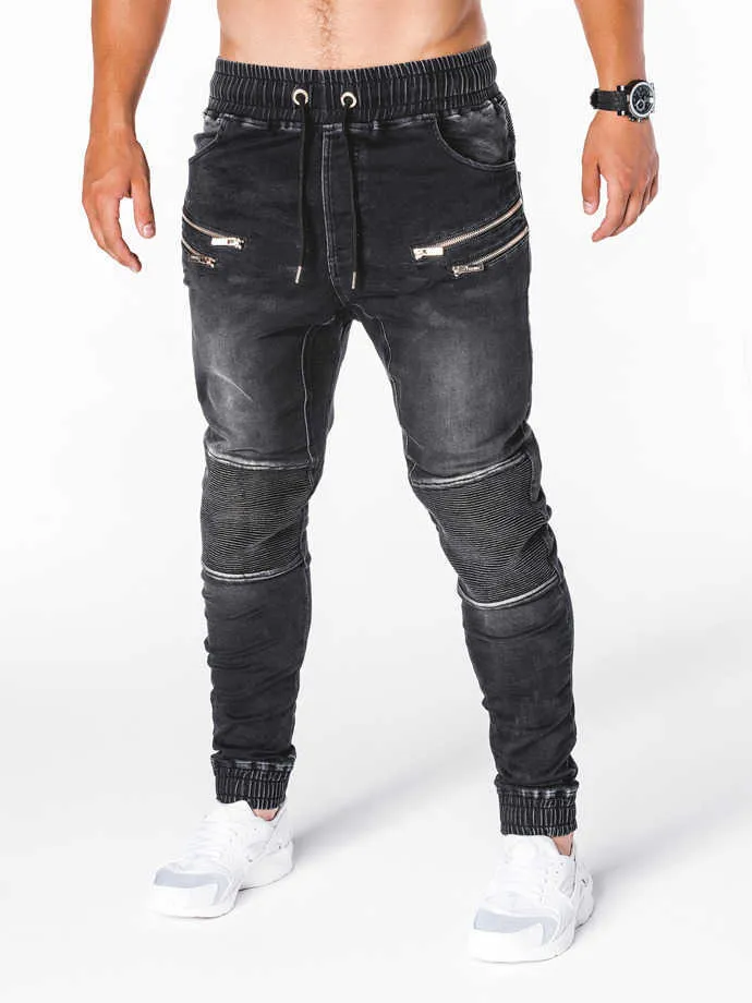 2020 nuovi Jeans pantaloni jeans da uomo casual da corsa cerniera elegante jeans slim pantaloni hombr jogging masculino jean X0621