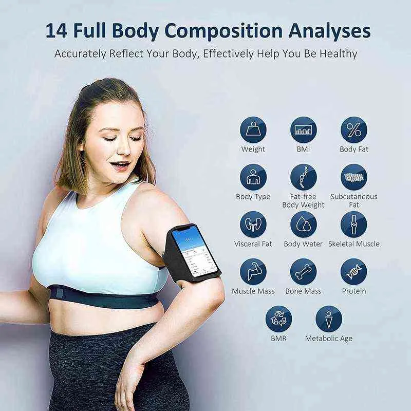 Balances numériques Smart Body Scale pour analyseur de composition d'écran Bluetooth LED de poids corporel avec application Smartphone H1229