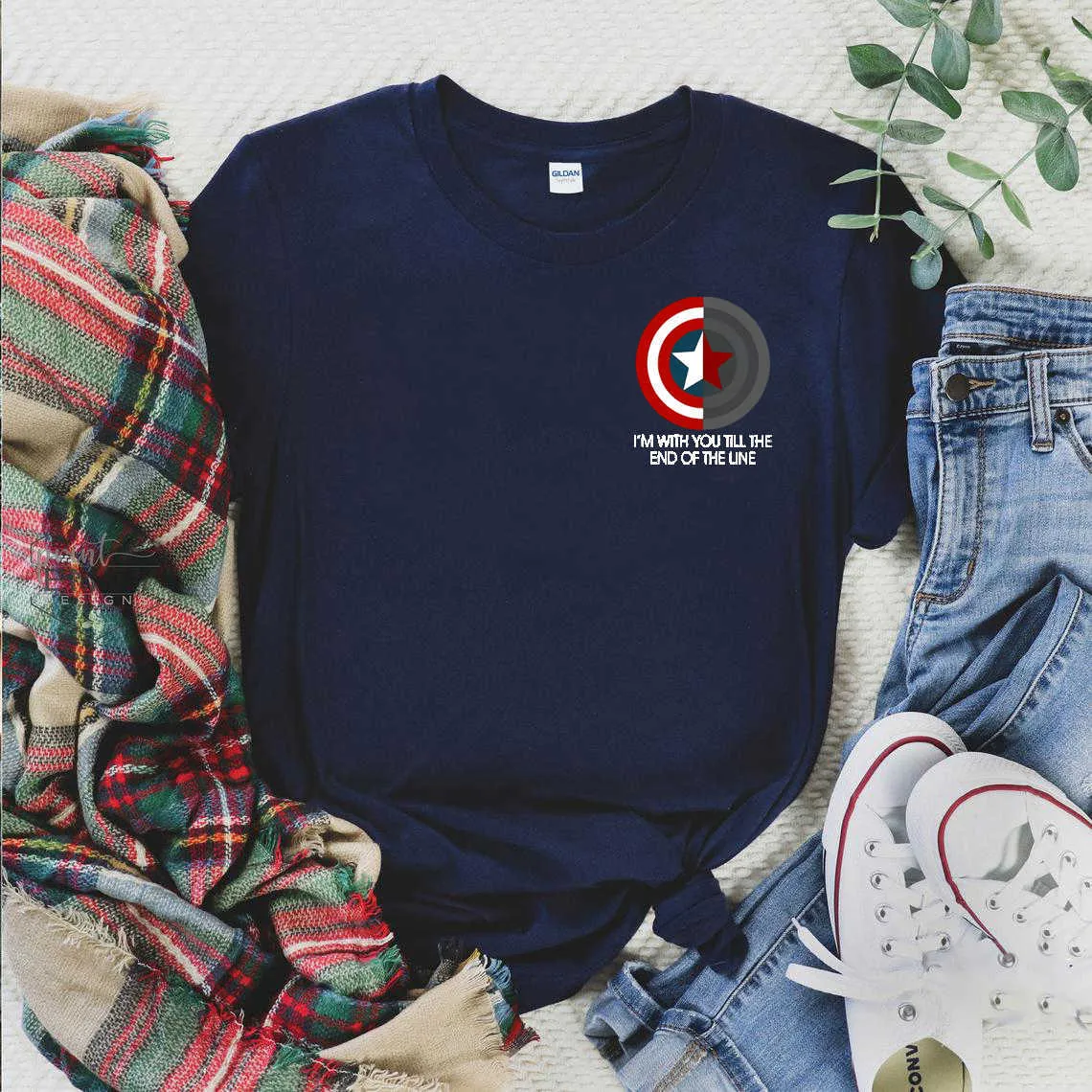 Women Shirt with Saying I'm You Till The End of Line Female Shield Loose Tshirt Barnes Winter Soldier Vacation Tops 210720