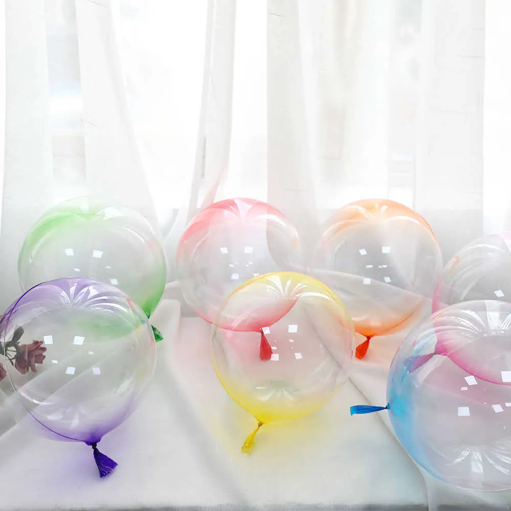 10st 18 tum dubbel färg kristallbubbla ballonger runda bobo transparent ballong bröllop födelsedagsfest helium uppblåsbar dekor y249r
