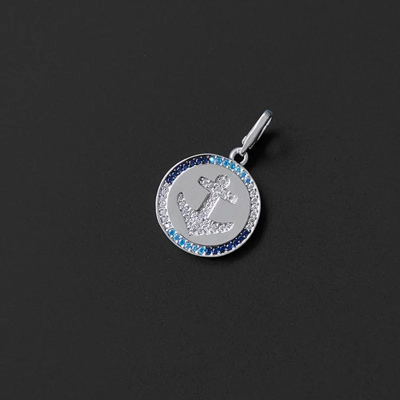 Catene S925 Argento sterling Blu Bussola Collana con pendente di ancoraggio Personalità della moda Gioielli da donna di fascia alta GiftChains1933
