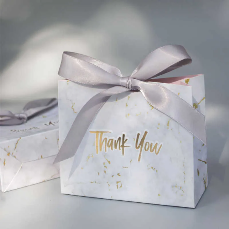 Merci Faveurs De Mariage Boîte De Bonbons Papier Cadeau Sac Fête D'anniversaire Décoration Fournitures Bébé Douche Chocolat Boîtes Emballage 210724