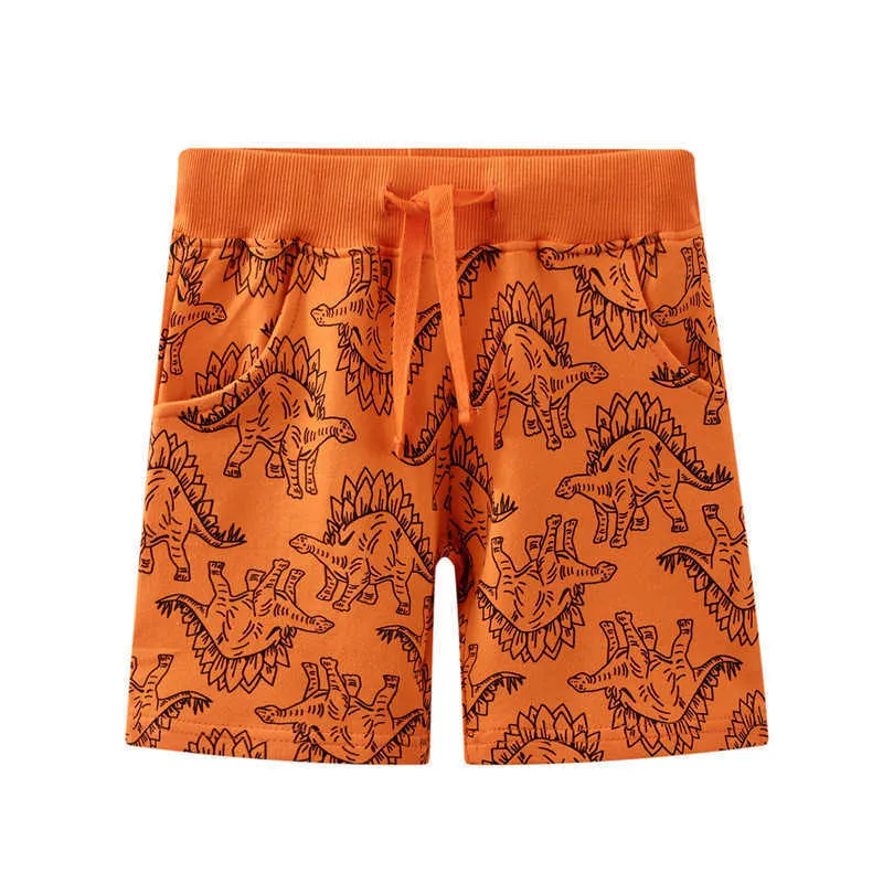 Hoppmätare Sommarbarns shorts med dinosaurier Tryck Fashion Drawstring Kids Byxor Boys Girls Animals Pants 210529