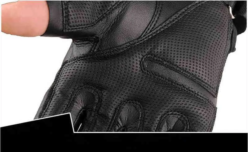 Guanto tattico da uomo in pelle PU con dito pieno Touch Screen Nocche dure Paintball Guida Esercito militare Moto Biker 220113