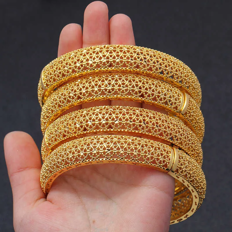 Free Choice Gold Color Wedding Bangles for Women Bride Can Open Bracelets Indian/ethiopian/france/african/dubai Jewelry Gifts Q0719