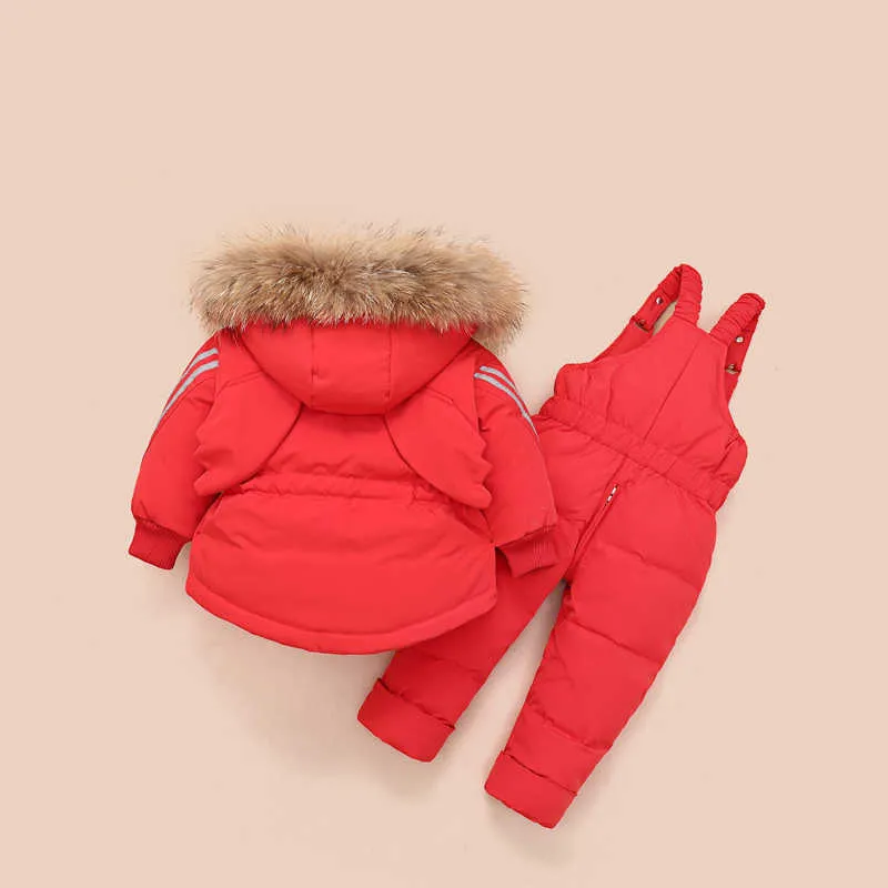 Set di abbigliamento invernale bambini Tute da neve Giubbotti + Tuta 2 pezzi Set Neonate Ragazze Piumini d'oca Cappotti bambina 210916