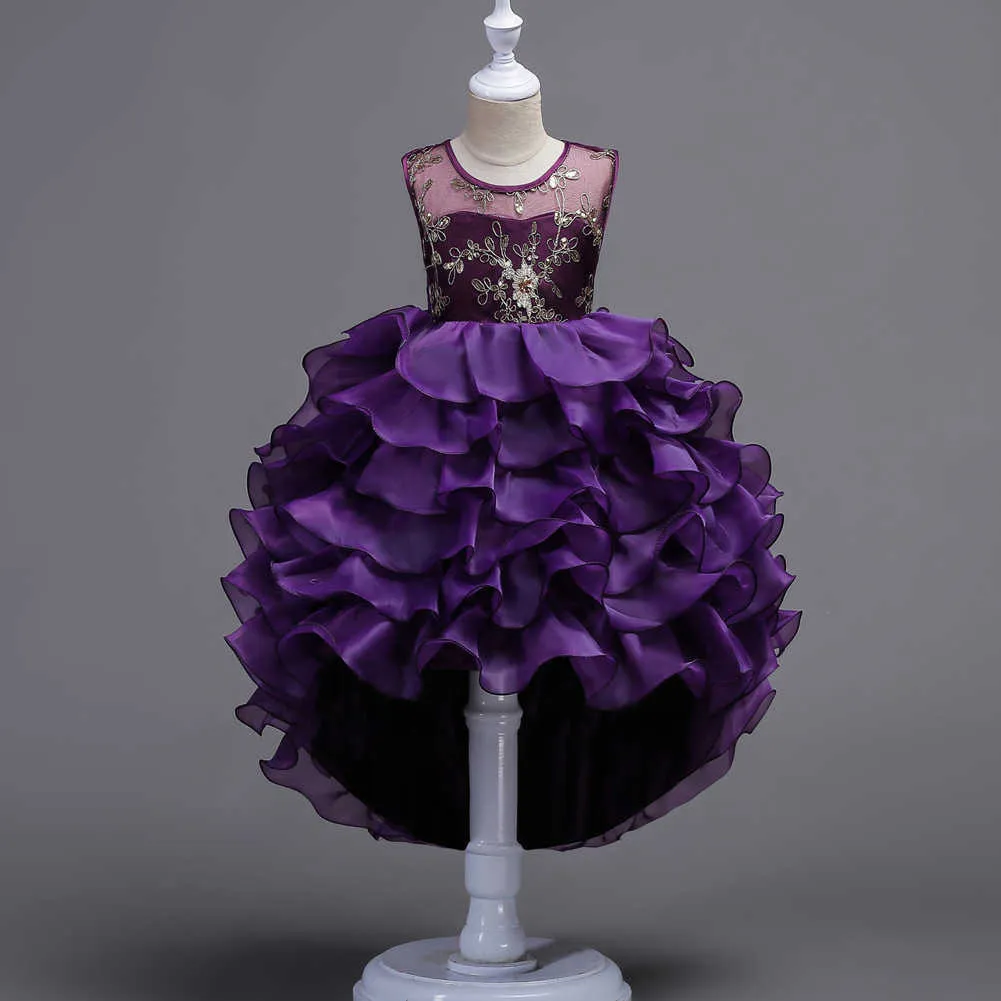 Broderie filles PrincDr3-15Yrs robe de bal fleur élégante fille robes pour mariage fête de noël enfants vêtements X0803