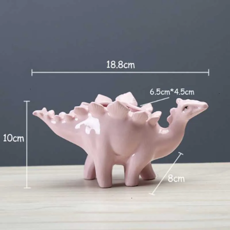 Creative Céramique Stegosaurus Fleur Pot Succulent Jardin Décoration De Bureau Avec Plateau Creative Dinosaure Fleur Planteur Pot 210922