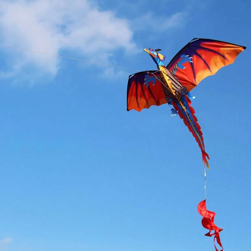 2020 novo 3d dragão kite 100m linha única com cauda pipas ao ar livre divertido brinquedo kite crianças crianças família esportes ao ar livre brinquedo y0616