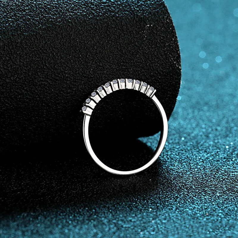 Round Micro Pass Diamond Test отлично вырезать D цвет хорошая четкость моисанит кольцо серебро 925 свадебные украшения