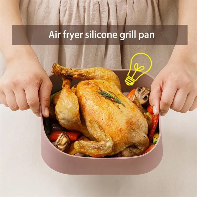 Mats & Pads Multifunctional AirFryer Silicone Pot Air Fryers Oven Accessories Bread Fried Chicken Pizza Basket Baking Tray FDA Dis2406