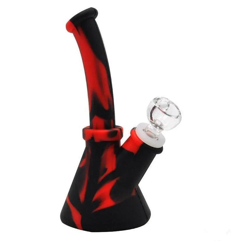 Sacchetti da imballaggio stile 6,5 '' Base Base Water Pipes Mini silicone beyake giaccino senza grazia siliconee bong con silicone downstep da 14 mm ciotola di vetro da 14 mm