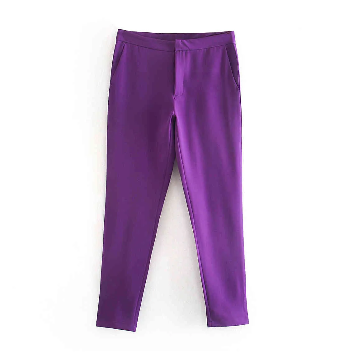 Pantalon décontracté violet femmes printemps vintage travail femme crayon bureau dames costume pantalon 210430