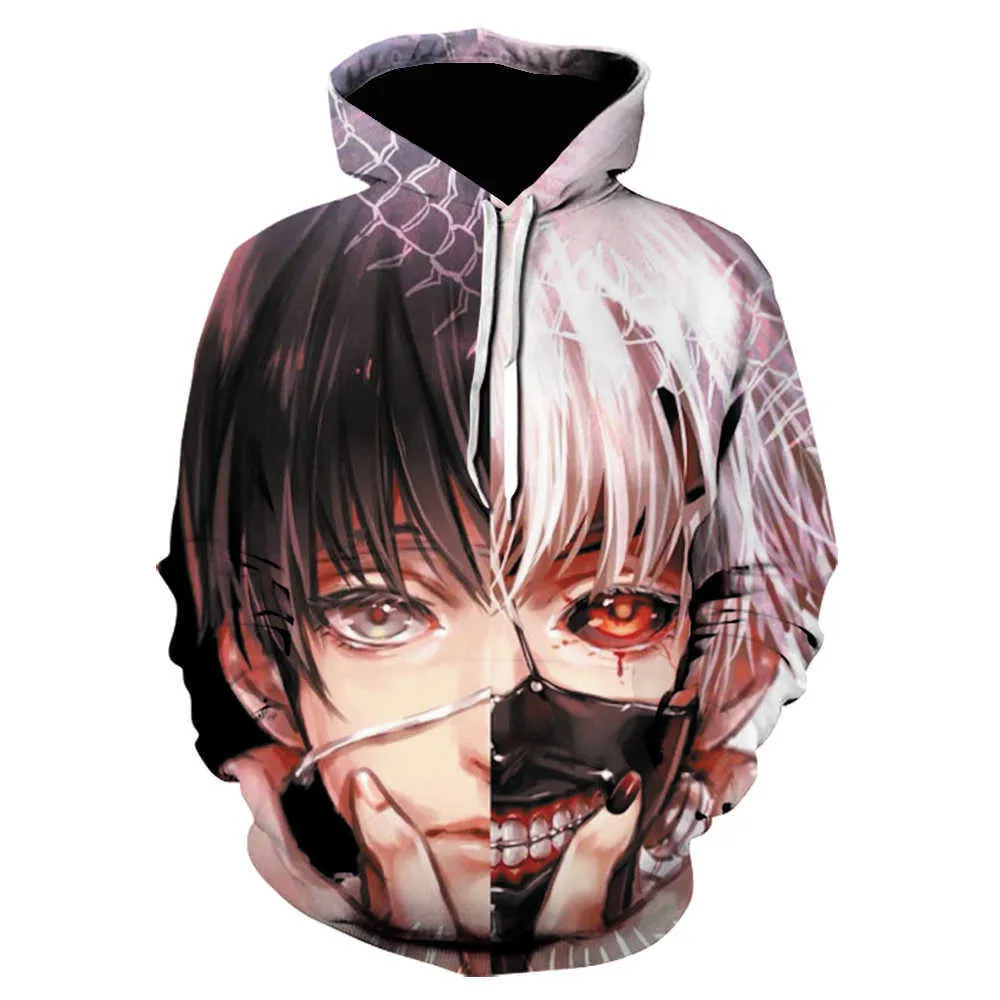 2021 Tokyo Ghoul Men's And Women's Hoodie Fall 2021 New Sweatshirt Boys And Girls Japanese Anime kakashi Hoodie Pullover Coat Y0927