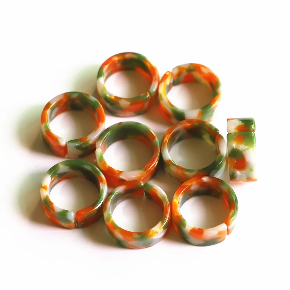 2021 20 pièces coloré Transparent résine acrylique strass géométrique carré rond anneaux ensemble pour femmes bijoux voyage cadeaux