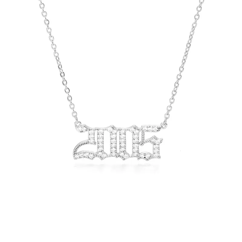 Custom 19852020 Vintage Stainless Steel Diamond Birth Year Pendant Necklace9301880