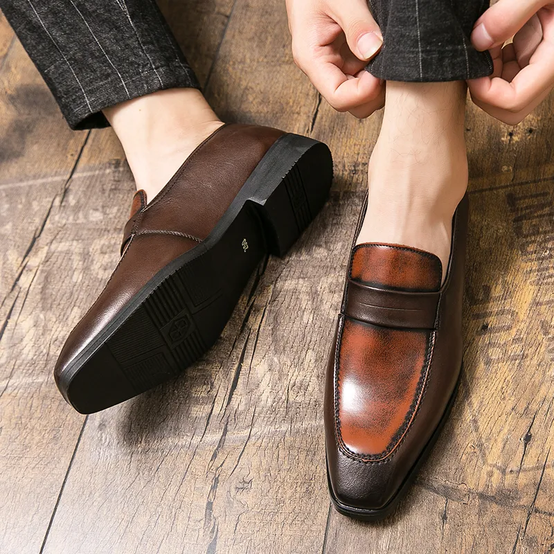 Hommes chaussures de luxe marque de haute qualité hommes mocassins chaussures en cuir véritable hommes chaussure sans lacet chaussures talons bas mâle mocassin décontracté
