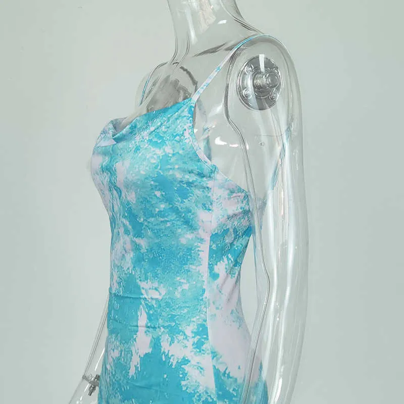 Облицовые женщины печатают воротник рыбы хвост подвеска платье сплошной цвет высокой талии MIDI мода весна лето 11b471 210709