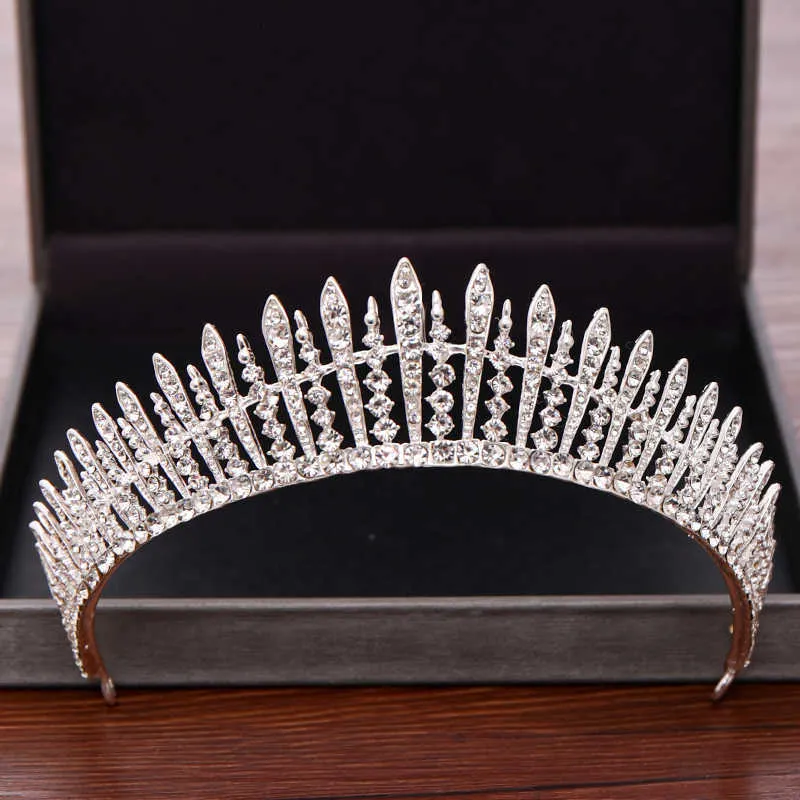 Bröllopshår Tillbehör Brudkronor och Tiaras Silver Color Crystal Rhinestone Wedding Crown Bride Tiara Headpiece Diadem X0625