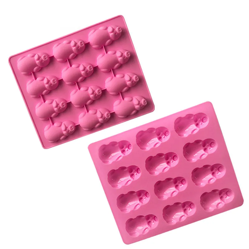 12 Holes Lovely Littles Pig Shape Cake Silicone Mould Chocolate Jelly Ice Candy Mold DIY Baking Tools