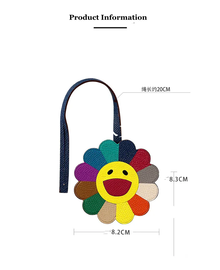 Marca Sun Bag Charm llaveros de cuero de vaca Real Color flor bolso ornamento moda coche colgante mujer accesorio Top6436413