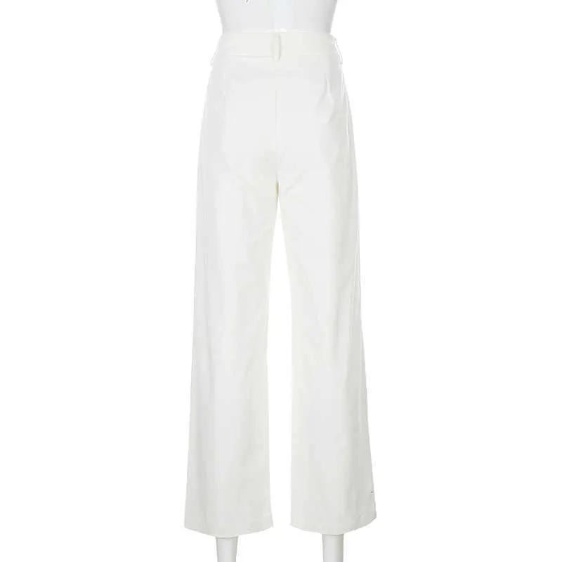 Automne Baggy Jeans Blanc Femme Taille Haute Coréen Indie Esthétique Coton Cargo Pantalon Vintage Vêtements Bas Kobieta Spodnie 210629