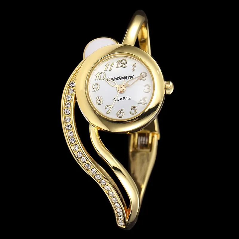 Orologi da polso Orologio da donna 2021 Orologio da donna in oro 18 carati con pietre preziose dal design unico Orologi al quarzo con polsino e braccialetto Zegarek Damski228l