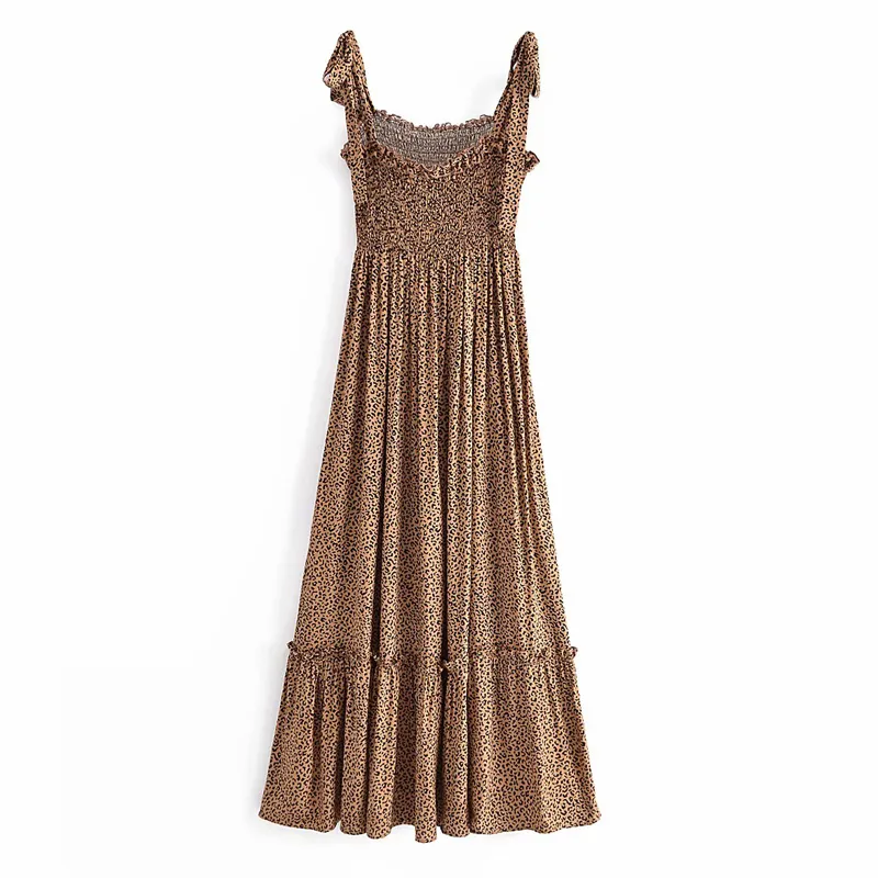 Dames zomer mode luipaard tank jurk mouwloze fit en flare elastische buste vrouwelijke vintage elegante middenkalf jurken 210513