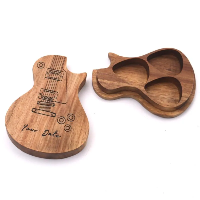 Support de plectres de guitare en bois, collecteur avec 3 pièces, accessoires de médiateur en bois, pièces d'outils, cadeaux musicaux, emballage cadeau 265i