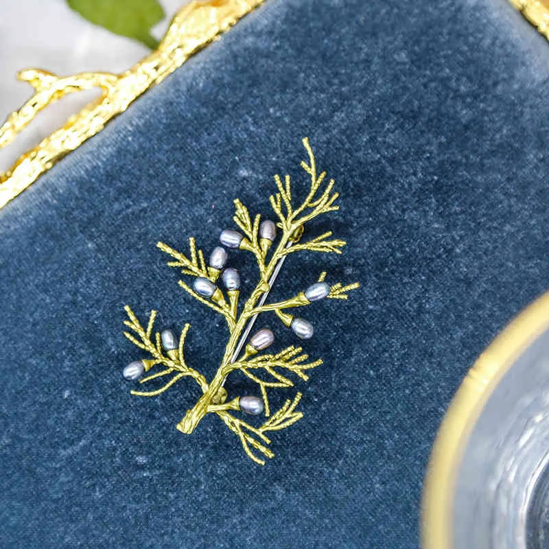 Vanssey Luxo Moda Jóias Flor Verde Conífera Natural Pérola Brooch Festa de Casamento Acessórios para mulheres 2020